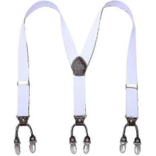 Mens Braces Y Style Braces One Size Adjustable Suspenders Trouser Braces Salopette Braces Strong Metal Clips Mens Braces(white)