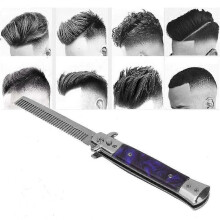 Hair Comb, Stainless Steel Foldable Round Smooth Comb Teeth Portable Men Hair Styling Brush Suitable