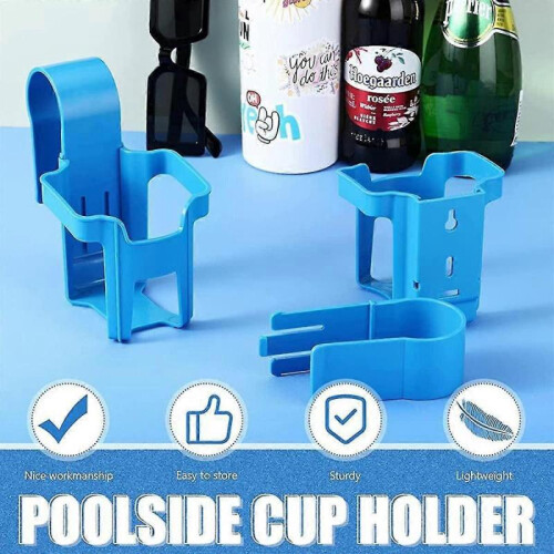 2 Pack Plastic Pool Cup Holders, Multifunctional Pool Drink Holders, Poolside Cup Holders Fit Most Swimming Pools (blue) 2