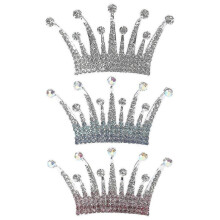 3pcs Little Girl Crown-shaped Hair Combs Colorful Rhinestone Inlaid Headdress Birthday Hair Clips Delicate Children Hair Accessories for Girl (silver