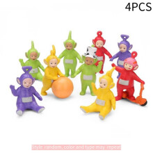 Willekeurig set van 4 Teletubbies-figuurmodellen speelgoed, taarttopper decor, doe-het-zelf accessoires