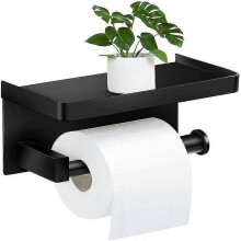 Toilet Paper Holder, Roll Paper Holder Without Drilling Toilet Paper Holder, Self-adhesive And Wall-mounted Glue for Bathroom (black)