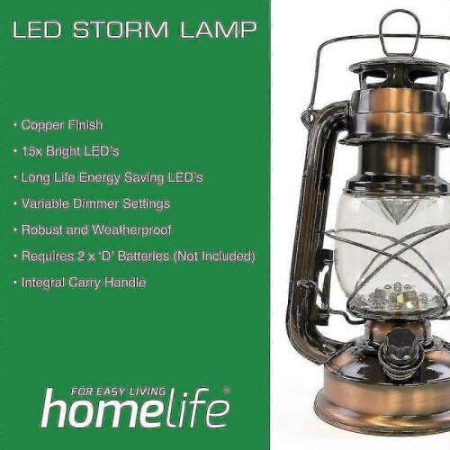 Led Storm Lamp with 15 Bright Led's / Carry Handle / Weatherproof Design / Variable Dimmer Settings 1