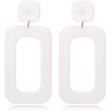 Retro Simple Acrylic Geometric Square Hollow Earrings for Women White Statement Drop Earring Acrylic Square Hollow Earrings -