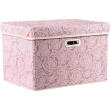 Large Foldable Storage Box with Lid [1 Pack] Fabric Decorative Storage Box Cube Organizer Container Basket with Handle Dividers for Bedroom Closet Liv