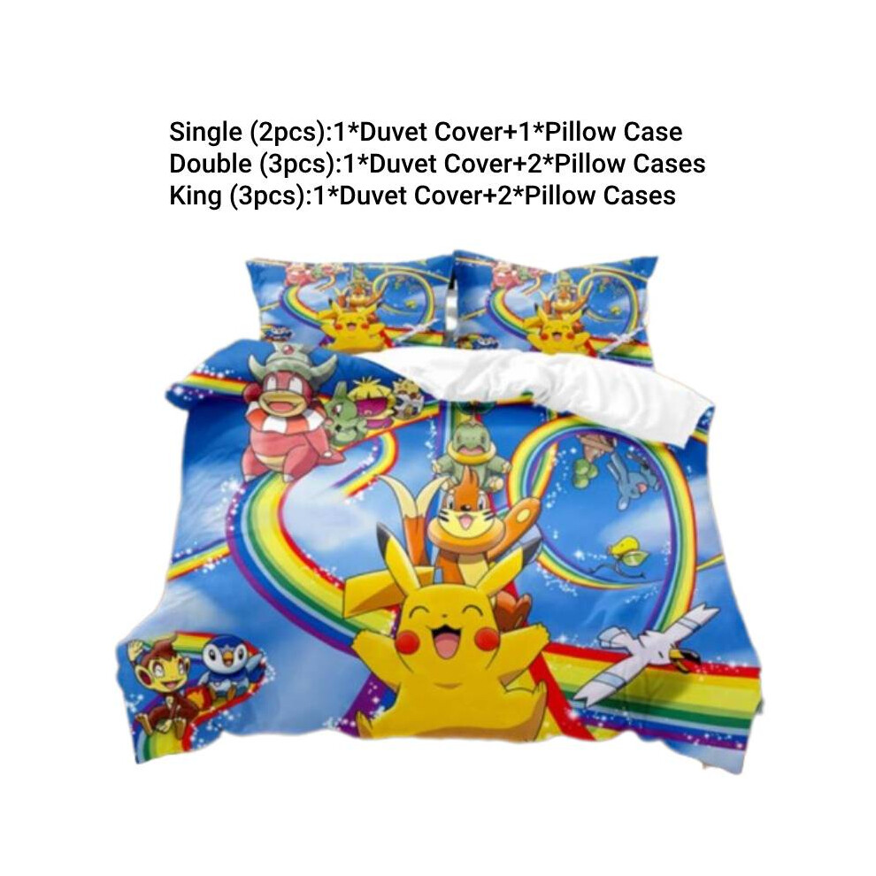 (Style E,King(240*200Cm))Juego De Cama Individual Pikachu Doble King Funda NóRdica Fundas De Almohada Dibujos Animados Ventiladores Para-image