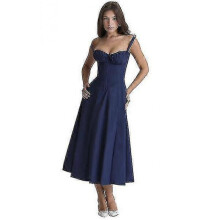 Women Summer Halter Smocked Maxi Dress Slit Halter Dresses