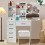 6 Drawers Vanity Makeup Desk Table Set Sliding LED Lights Mirror UK 4