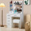 6 Drawers Vanity Makeup Desk Table Set Sliding LED Lights Mirror UK 5