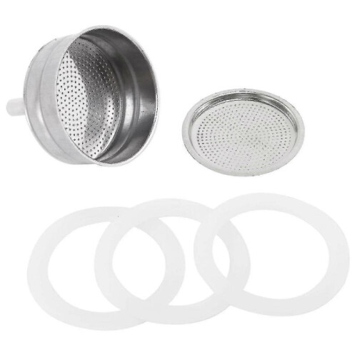 6-cup Moka Coffee Machine Replacement Funnel Kits Compatible for Moka Express, 3 Packs Replacement