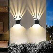2 X Wall Light Indoor/outdoor Modern Up Down Design 6 W Led Wall Light Aluminium 3000 K Warm White Waterproof Ip65 Outdoor Lights for Bedroom, Home, H