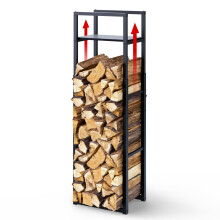 VOUNOT Firewood Log Rack with 3 Adjustable Levels 45x42x170cm, Black