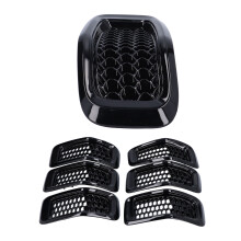 7 Stück Frontgrill-Einsätze Grillwächter-Verkleidung Zubehör passend für Jeep Cherokee 2014-2018 Glänzend Schwarz Rahmen