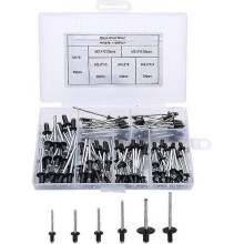 120 Pieces Black Rivet Pop Rivet Aluminum Blind Rivets Aluminum Flange Rivets Large Head Rivets Black Pop Rivets for Furniture Matching Kit M2.4 M3.0