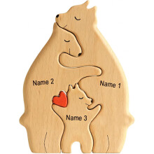 Art Wooden Bear Family Puzzle Personalized Name Custom Home Decor