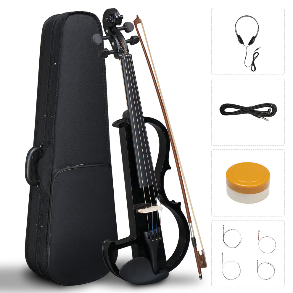 4/4 Bunnel Edge Electric Silent Violin W/ Case Bow Rosin Headphone