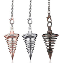 3 Pieces Copper Metal Dowsing Pendulum Divination Dower Reiki Healing Pendulum Chain,silver Spiral Coil Point Meditation Yoga Balancing Pendant