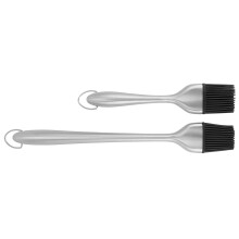 2 Stück/Set Edelstahl-Öl-Pinsel mit lebensmittelechtem Silikonkabel für Barbecue und Backen zu Hause