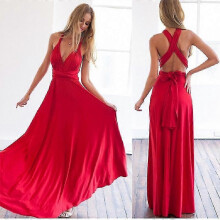 Women Multiway Wrap Convertible Boho Maxi Club Red Dress Bandage Long Dress Party Bridesmaids Infinity Robe Longue Femme H