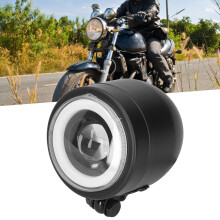 LED-Scheinwerfer Vintage Rund Angel Eye Frontlampe Passend für Motorrad Cruiser Chopper Bobber Café Racer Weißes Licht
