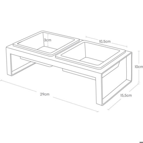 Diseño de comedero doble elevado para gato Tower blanco 2