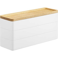 Caixa de joias fina de plástico branco de 3 camadas