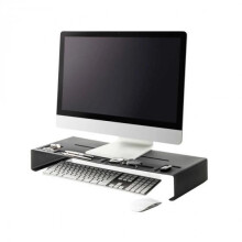 Support per monitor - OnRangeTout - Metallo Nero - Ergonomico - Risparmio di spazio - Scrivania organizzata