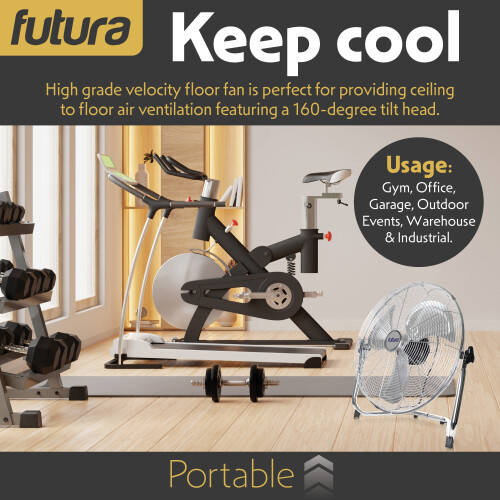 Futura High Velocity Standing Floor Fan | 20" Chrome 1