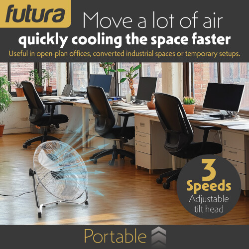 Futura High Velocity Standing Floor Fan | 20" Chrome 2