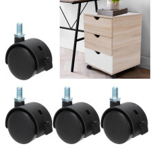 4 roulettes en PU avec frein, diamètre 1,5 po, noires