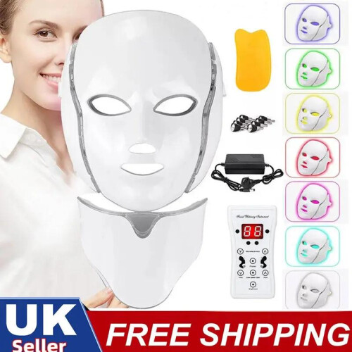 7 LED Light Photon Therapy Face Neck Mask