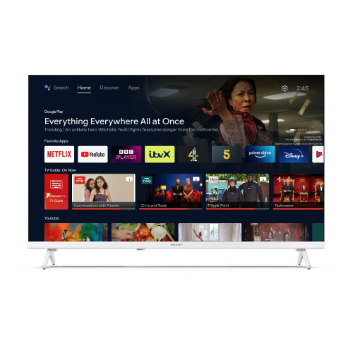 Sharp SHARP Frameless Smart TV 32 Inch HD LED Smart Android Television White 32FH2KW 2