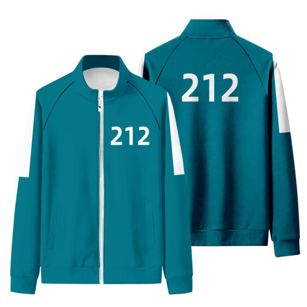 (Blue5,L)Chaqueta Con Capucha Calamar Juego Verde Cremallera Netflix Lee Jungjae Gihun Seong-image