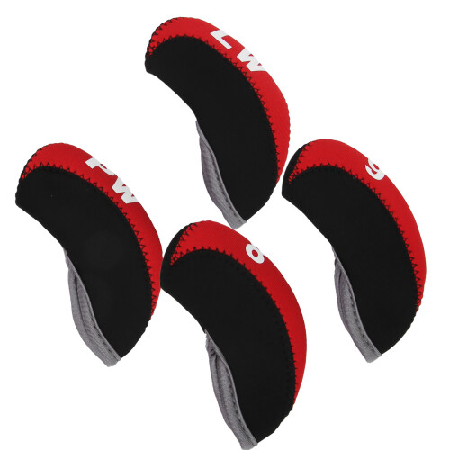 Set da 10 copri-testa in pelle per ferri da golf e putter rosso 2