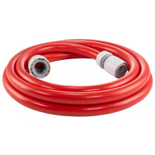 (3m + 2 connectors) Water Hose Red 12.5mm, Food-Grade Pipe with Connectors, for Caravan, Camping