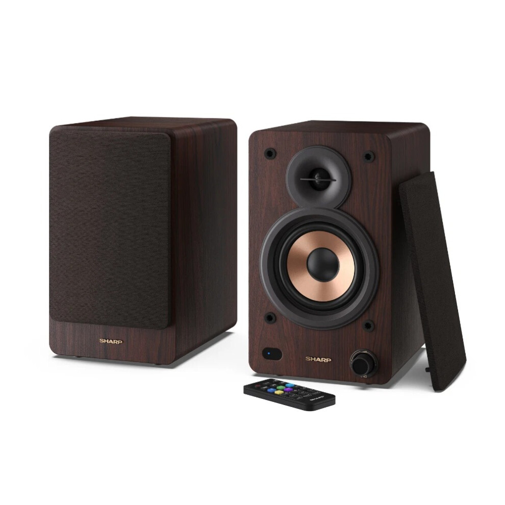 SHARP Bookshelf Speakers 2 Way Active 60W RMS 2x 30W Bluetooth USB Optical AUX