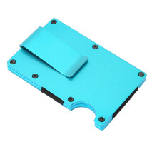 X-11#A Étui à cartes en acier inoxydable bleu 8,6  5,3  0,6 cm