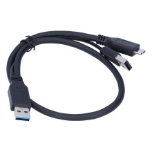 Power-Datenkabel USB-A auf USB 2.0 Micro B Y-Typ Male zu Male für moblose Festplatte Schwarz