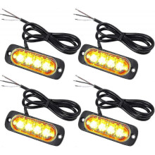 4x Penetration Lights with 4 Leds 12/24v Orange Led Beacon Flash Lights Emergency Alarm Light Strobe