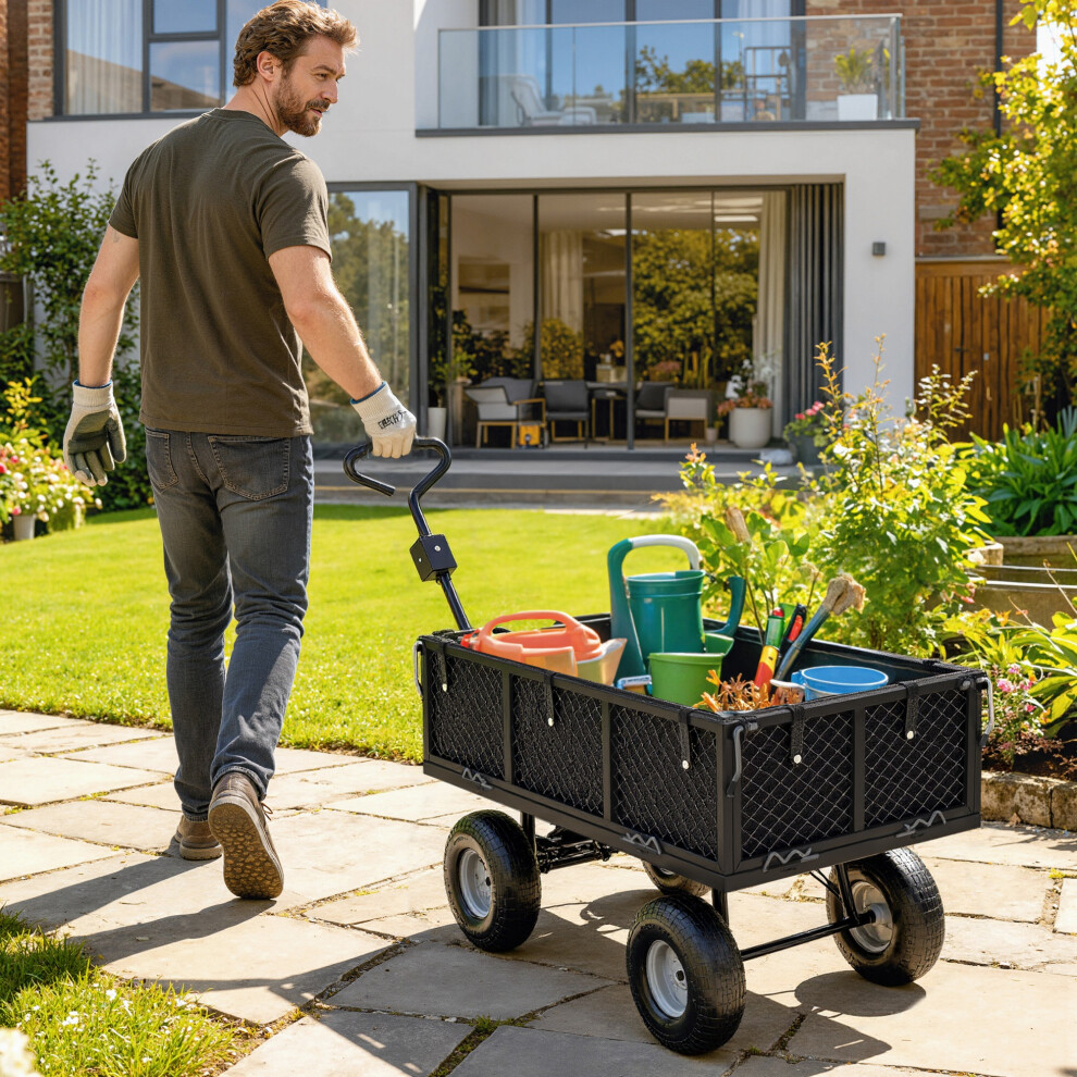 Outsunny Black Garden Cart With Removable Liner, Quick-Release Sides, - Image 2