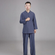 (Men gray, 3XL) Chinese Adults Unisex Tai Chi Uniforms Kung Fu Clothing YOGA Fitness Zen Clothes