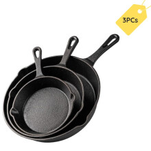 (3 Piece (6", 8" & 10")) Pre-Seasoned Cast Iron Skillet Meat Frying Pans Oven Safe Cookware Set for Indoor & Outdoor Use - Grill, StoveTop & Induction Top - by