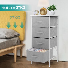 (Default) Chest of Drawers, Fabric Drawers with Wood Top and Large Storage Space, Easy to Install Room Organizer, Vertical Chest of 4 Drawers Bedroom