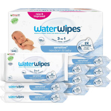 Sensitive+ Newborn & Baby Wipes, 540 Count (9 Packs), 3-In-1 Cleans, Cares, Protects, 99.9% Water, Unscented