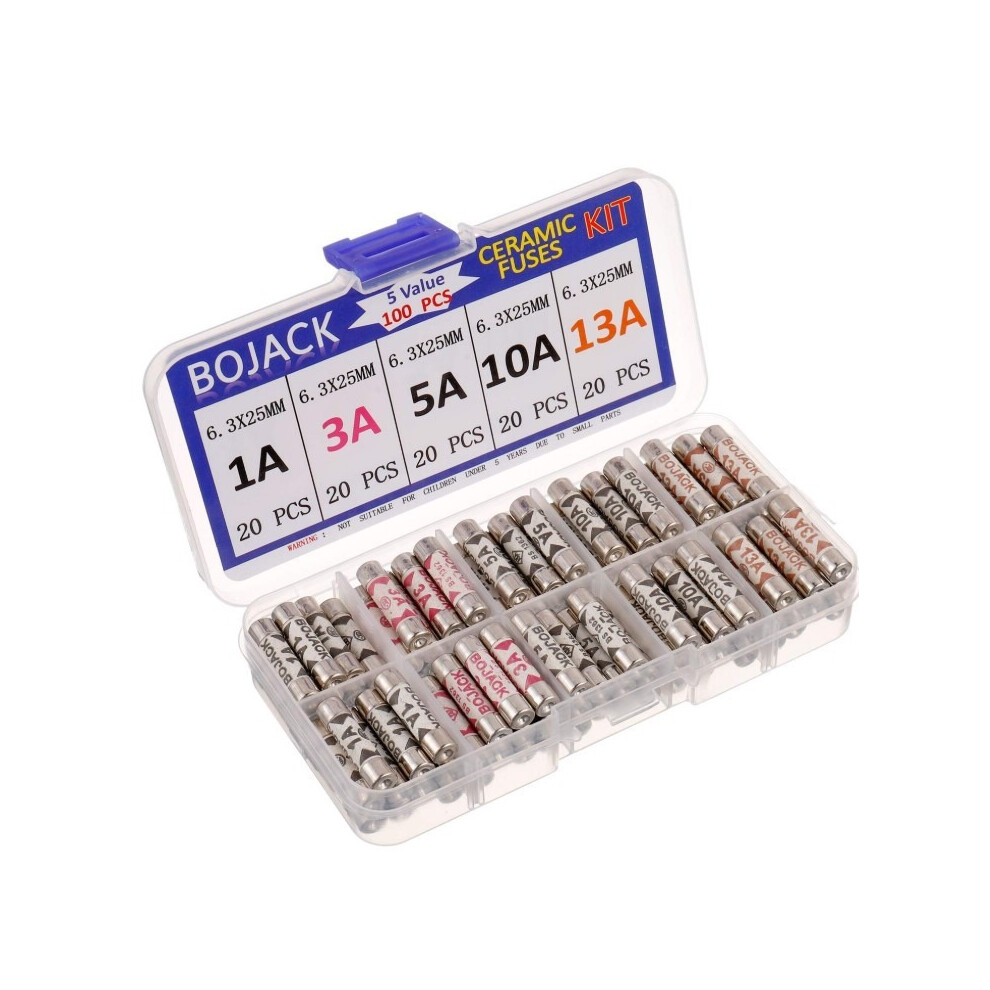 3 Values 100 Pcs 3 5 13 A Amp 240 V Volt Household Mains Plug Fuse 6.3X25 Mm 0.25X1inch Bs1362 Ceramic Tube 768872732749