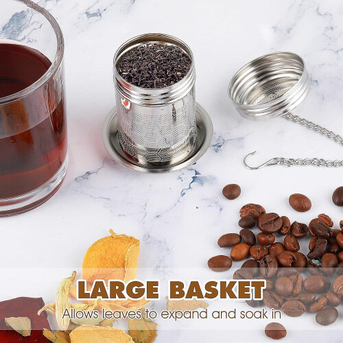 2pcs 304 Stainless Steel Tea Infusers for Loose Leaf Tea with Hook 2