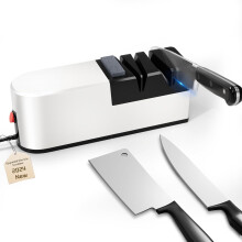 Electric knife sharpener, 5 in 1 knife sharpening system with straight blade, professional diamond knife sharpener FOR rough sharpening