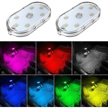 2 PCS Car Led Lights Interior,7 Colors Ambient Lighting Car Interior,USB Rechargeable Car Interior Reading Light