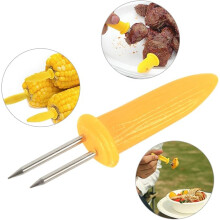 12 stuks maïshouders, roestvrijstalen maïskolfspiesjes met vorktanden voor in de keuken, bij de barbecue, op feestjes, picknicks en tijdens het k