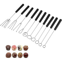 10-delige chocolade dipset, roestvrijstalen fonduevorkjes, chocolade dipvorkje, doe-het-zelf decoratiegereedschap